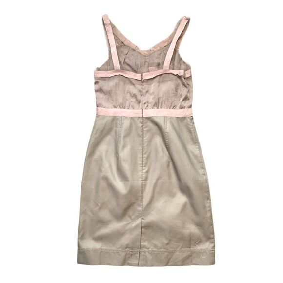 Loft Dress Tan Mauve Pink Tulle Origami Sleeveless Empire Waist Petite Mini - Picture 6 of 8